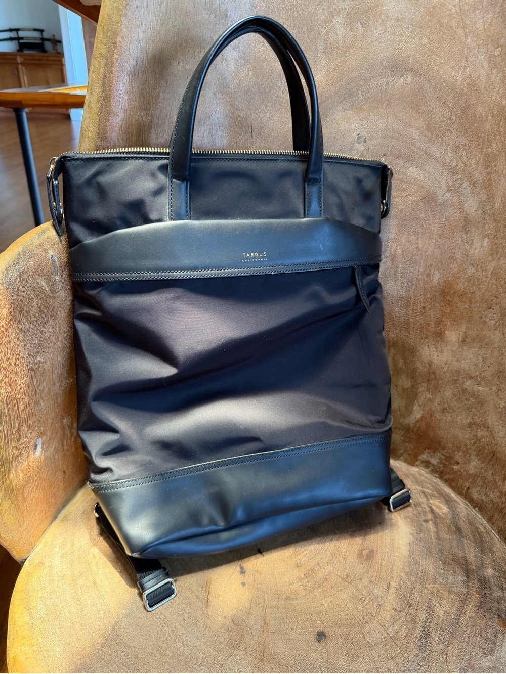 TARGUS California Newport Tote Backpack with gold hardware